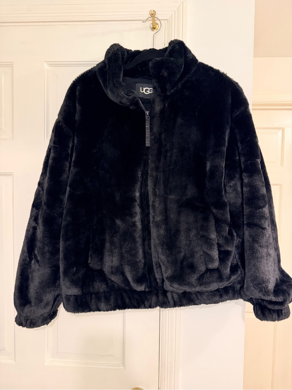 UGG Black Faux-Fur Zip Jacket